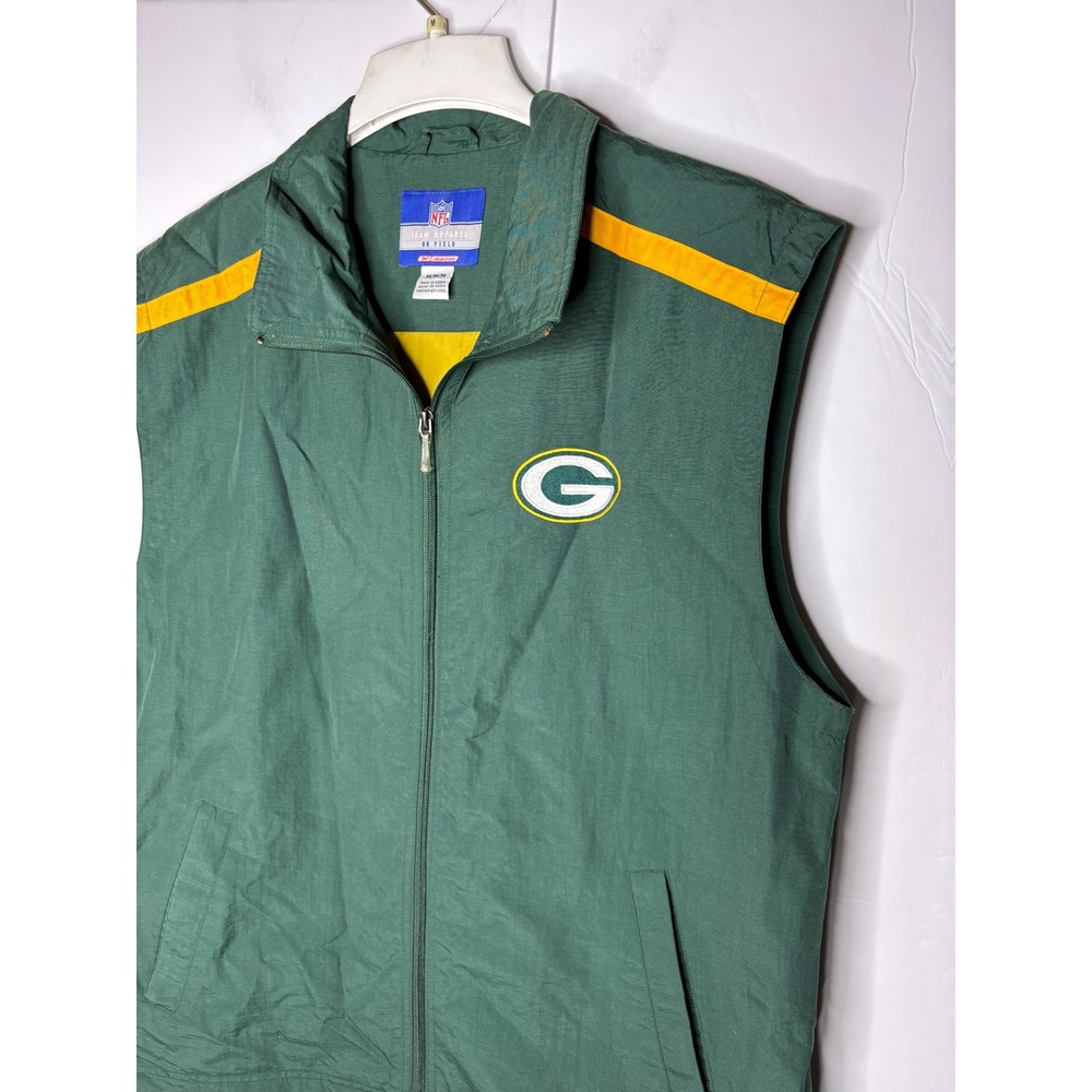 VtG Green Bay Packers NFL On Field‎ Full Zip Vest Mens Medium Green Yellow - Picture 3 of 10